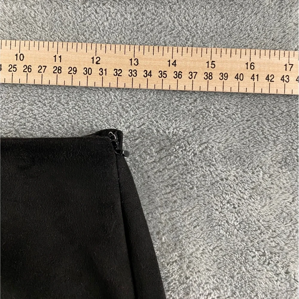 Free People Black Faux Suede Ruched Mini Skirt‎ Side Slit Size 2 OB1003429